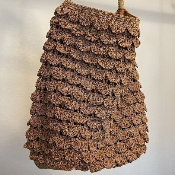 Stone Mountain Boho Western Crochet Woven Tan Bucket Purse - Picture 4 of 6